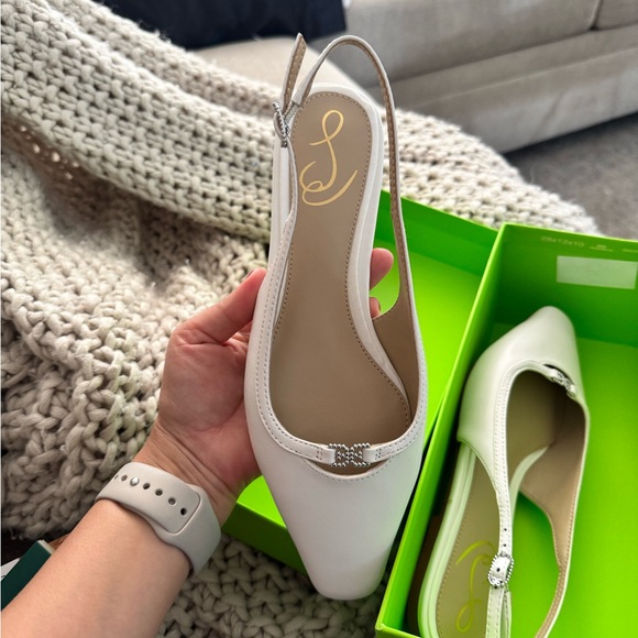 Sam Edelman White leather Slingback Flats - Picture 1 of 4